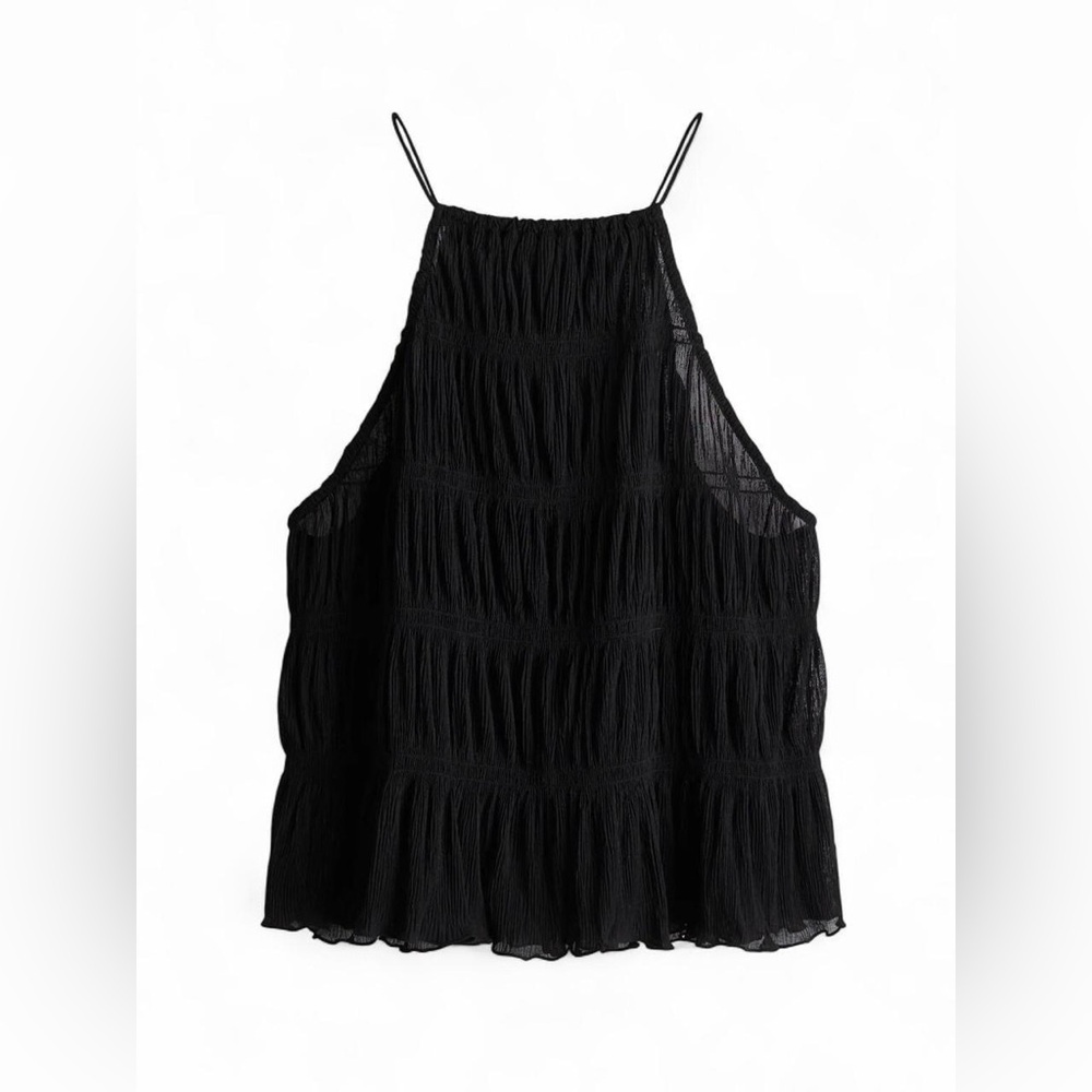 H&M black ruched halter tank